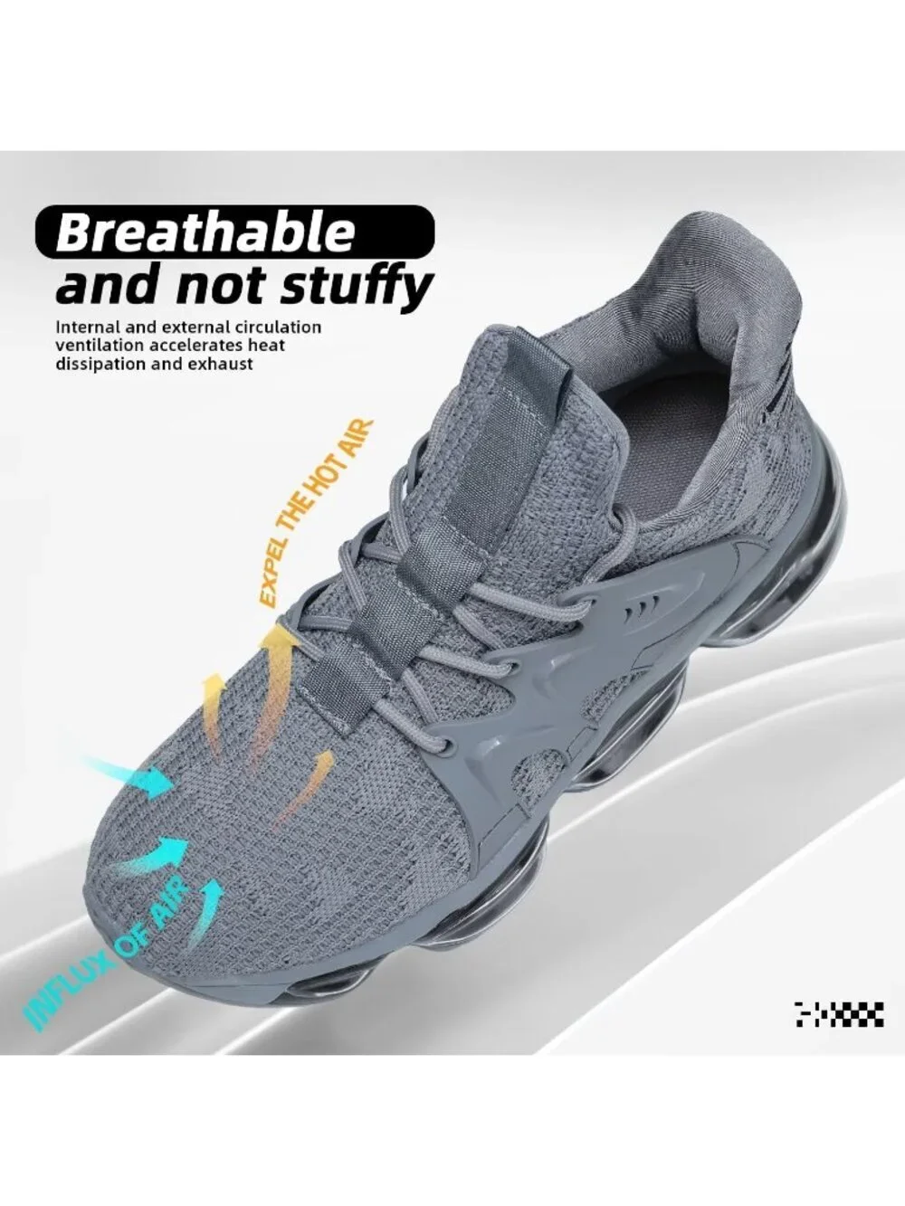 Men All Grey Air Cushion Walking Breathable Mesh Non Slip Comfort Casual Sneaker